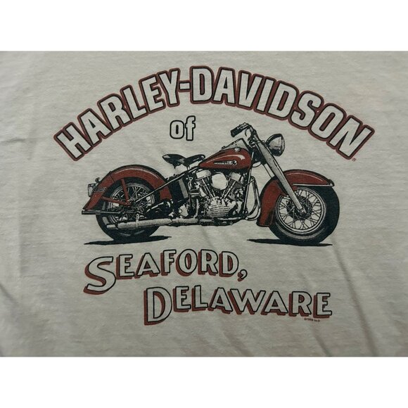 Harley-Davidson H-D White SS T-Shirt Flames & Cycle Seaford Delaware DE 2000 - Picture 1 of 7